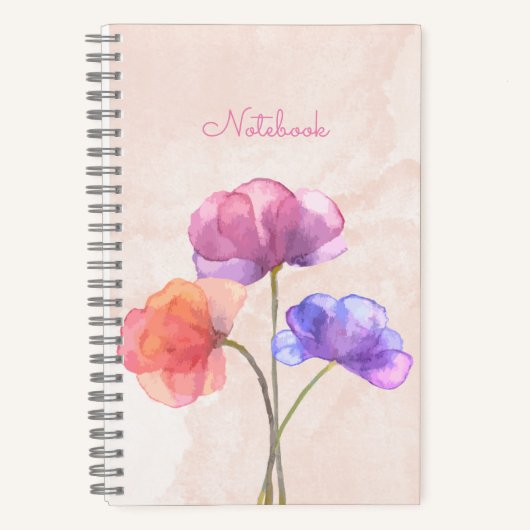 Roze Waterverf Spiral Notitieboek 5,5 x 8,5 inch (Voorkant)