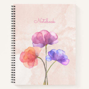 Roze Waterverf Spiral Notitieboek 8,5 inch x 11 in