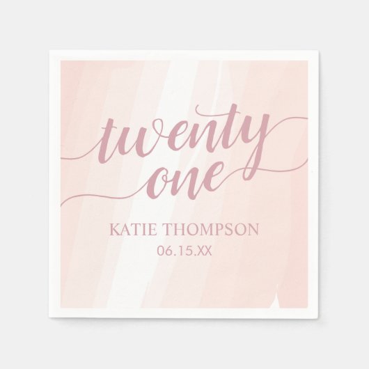 Roze Waterverf Splash 21ste verjaardag Servet (Voorkant)