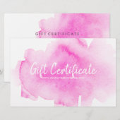 Roze Waterverf Splash Cadeaubon Briefpapier (Voorkant / Achterkant)