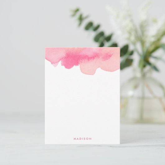 Roze Waterverf Splash Dank u opmerkingen Kaart (Staand voorkant)