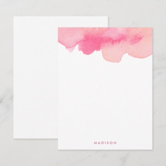 Roze Waterverf Splash Dank u opmerkingen Kaart (Voorkant / Achterkant)