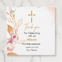 Roze waterverf splash eerste communie dank u