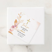 Roze waterverf splash eerste communie dank u bedankjes labels (In situ)