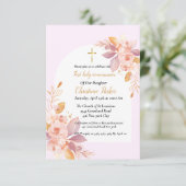 Roze waterverf splash first heilige communie kaart (Staand voorkant)