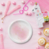 Roze Waterverf Splash Gold Sparkle Glitter Eenvoud Papieren Bordje (Feest)