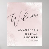 Roze Waterverf Splash, minimalistische doucheontva Poster (Voorkant)