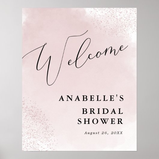 Roze Waterverf Splash, minimalistische doucheontva Poster (Voorkant)