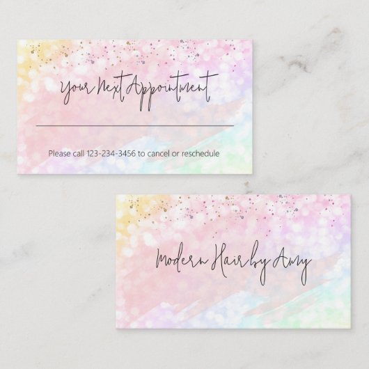 Roze Waterverf Spletters Benoeming Herinnering Visitekaartje (Voorkant / Achterkant)