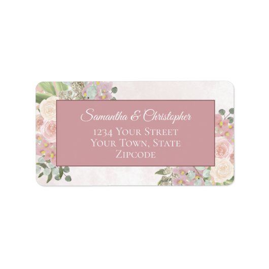 Roze Waterverf Spring Floral Wedding Address Labs Etiket (Voorkant)
