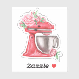 Roze Waterverf Stand Mixer Sticker