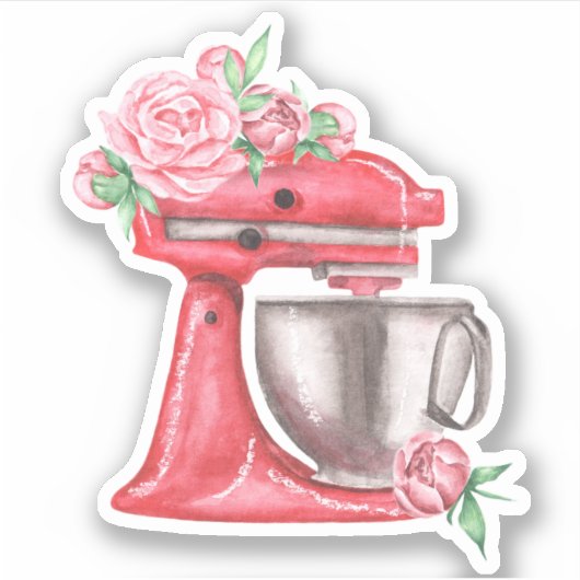 Roze Waterverf Stand Mixer Sticker (Voorkant)