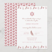 Roze Waterverf ster van David Baby Naming Invitati Kaart (Voorkant / Achterkant)