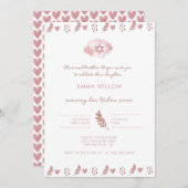 Roze Waterverf Ster van David Baby Naming Kaart (Voorkant / Achterkant)