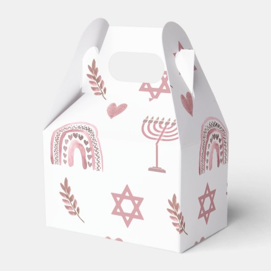Roze Waterverf Ster van David Hanukkah Bedankdoosjes (Achterkant)