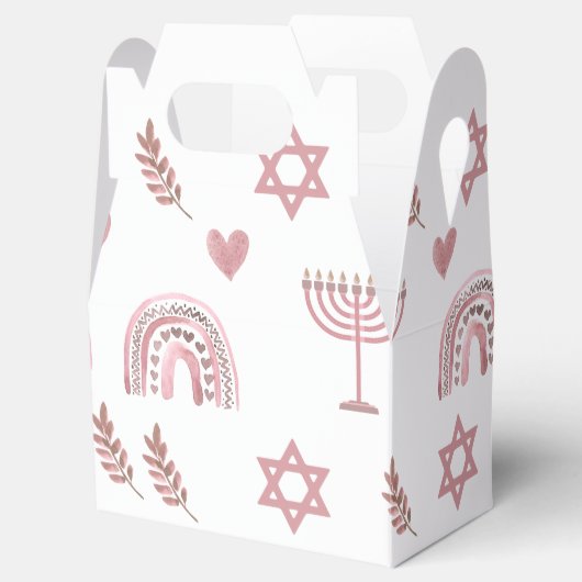 Roze Waterverf Ster van David Hanukkah Bedankdoosjes (Geopend)