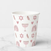 Roze Waterverf Ster van David Hanukkah Papieren Bekers (Achterkant)