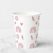 Roze Waterverf Ster van David Hanukkah Papieren Bekers (Links)