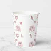 Roze Waterverf Ster van David Hanukkah Papieren Bekers (Rechts)