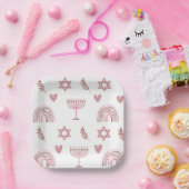 Roze Waterverf Ster van David Hanukkah Papieren Bordje (Feest)