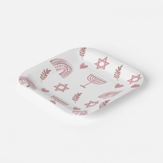 Roze Waterverf Ster van David Hanukkah Papieren Bordje (Gebogen)