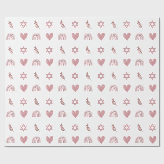 Roze Waterverf Ster van David Wrapping Paper Cadeaupapier (Vlak)