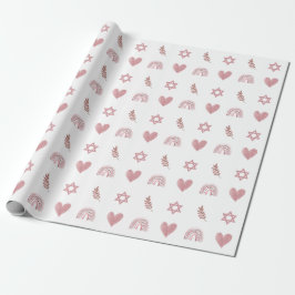 Roze Waterverf Ster van David Wrapping Paper Cadeaupapier