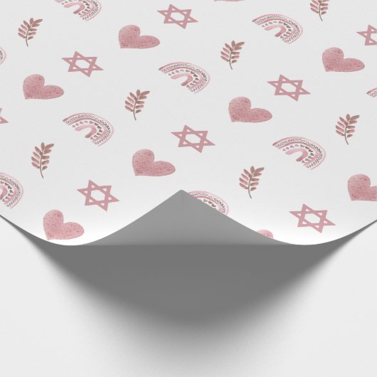 Roze Waterverf Ster van David Wrapping Paper Cadeaupapier (Hoek)