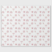 Roze Waterverf Ster van David Wrapping Paper Cadeaupapier (Vlak)