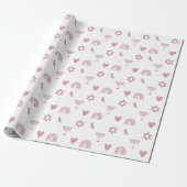 Roze Waterverf Ster van David Wrapping Paper Cadeaupapier (Uitgerold)