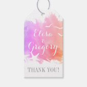 Roze waterverf, stervisstrand bruiloft Bedankt Cadeaulabel (Voorkant)