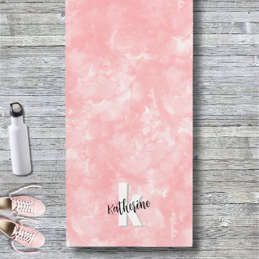 Roze Waterverf Stijlvol Modern Initiaal Yogamat