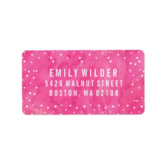 Roze Waterverf Stippen Baby shower Etiket (Voorkant)