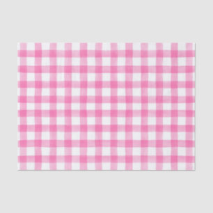 Roze Waterverf Stippen Gingham Weefpapier Tissuepapier