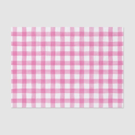 Roze Waterverf Stippen Gingham Weefpapier Tissuepapier (Voorkant)