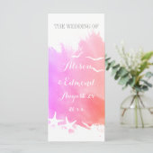 Roze waterverf, strandtrouwprogramma voor zeesterk programmakaart (Staand voorkant)