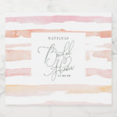 Roze waterverf streep Bruidsdouche  Sparkling Wijnetiket (Enkel label)