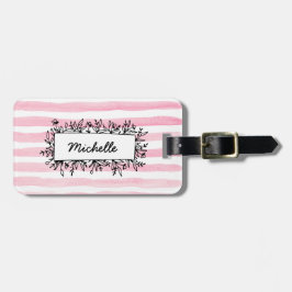 Roze waterverf streep Gepersonaliseerd Bagagelabel