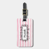 Roze waterverf streep Gepersonaliseerd Bagagelabel (Voorkant verticaal)