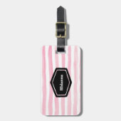 Roze waterverf streep Gepersonaliseerde Bagage Lab Bagagelabel (Voorkant verticaal)