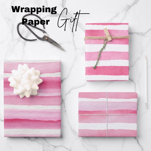 Roze Waterverf Streep Inpakpapier Vel