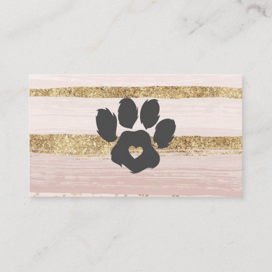 Roze Waterverf streken Pet Sitter Grooming Paw Visitekaartje (Achterkant)