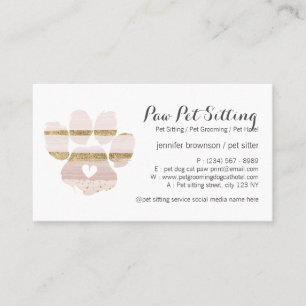 Roze Waterverf streken Pet Sitter Grooming Paw Visitekaartje