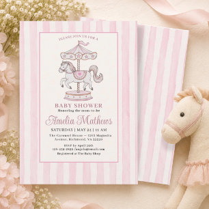 Roze Waterverf Strepen Meisje Baby Borrel Kaart
