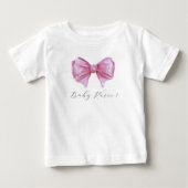 Roze Waterverf Strik Babyshower voor Meisjes (Voorkant)