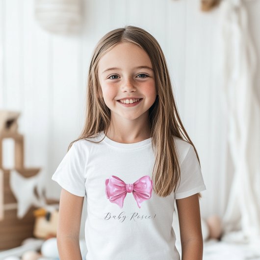Roze Waterverf Strik Babyshower voor Meisjes