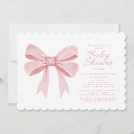 Roze Waterverf strik meisje Baby elegante douche b Kaart