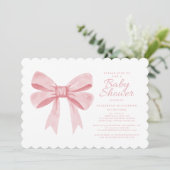 Roze Waterverf strik meisje Baby elegante douche b Kaart (Staand voorkant)