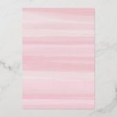 Roze Waterverf Stripe Baby shower Folie Folie Uitnodiging (Achterkant)