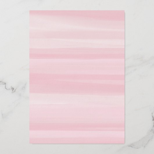 Roze Waterverf Stripe Baby shower Folie Folie Uitnodiging (Achterkant)